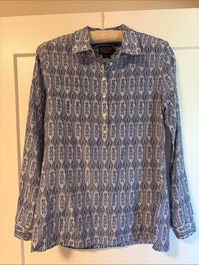Pendleton Blue & White Geometric Button-Front Shirt